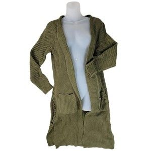 Derek Heart Womens Juniors Plus Sz 1X Green Long Sleeve Duster Cardigan Sweater